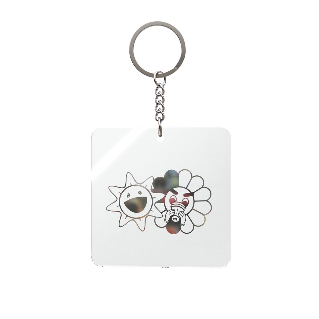Flower Sun Square Keychain