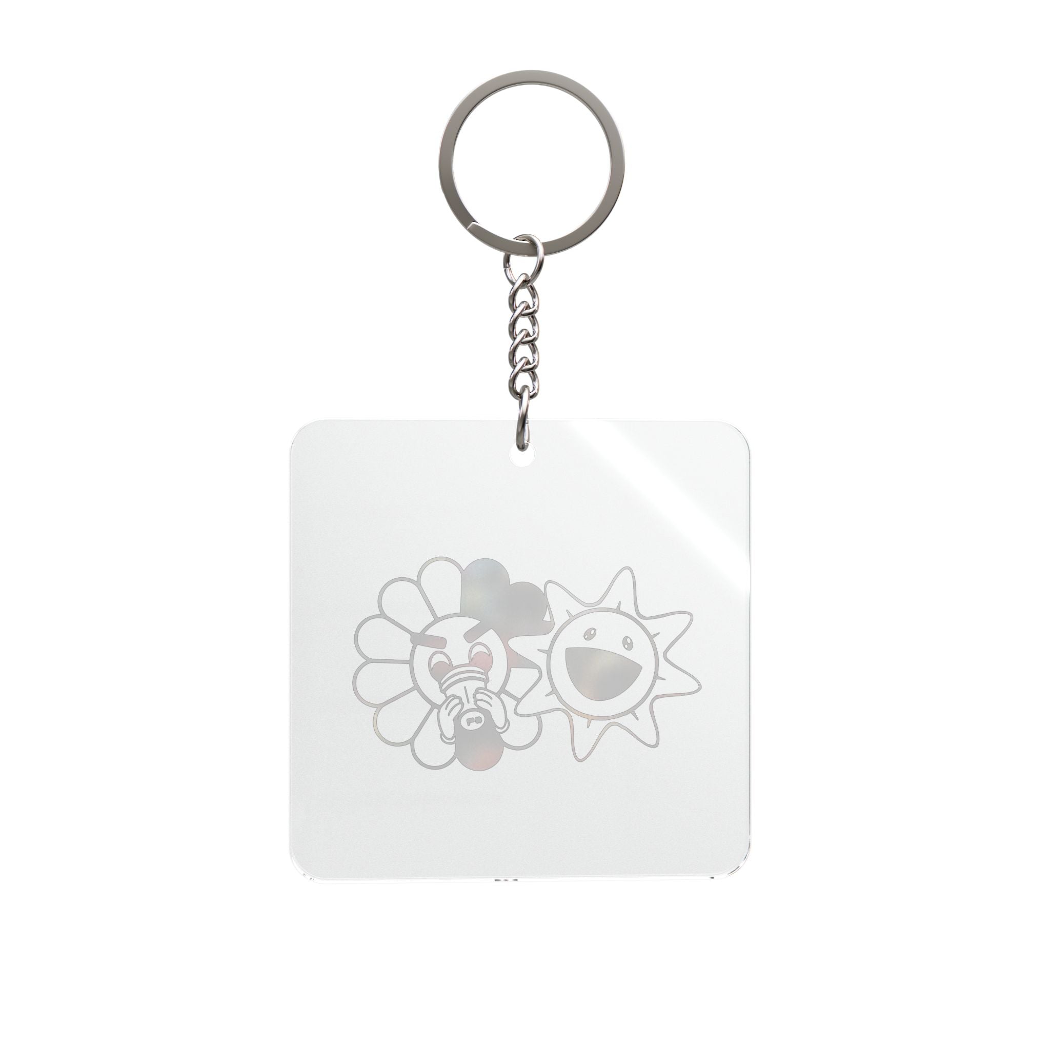 Flower Sun Square Keychain